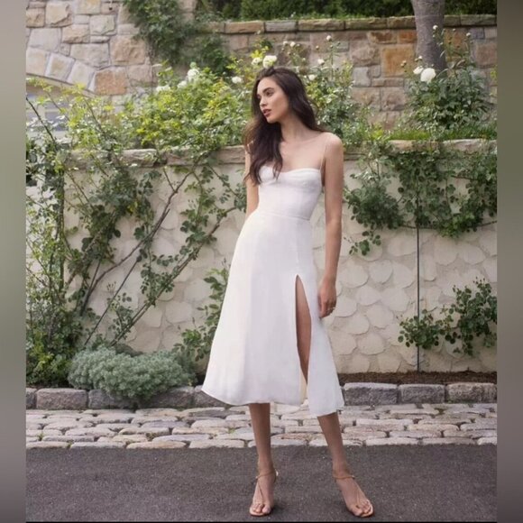 Reformation Dresses & Skirts - NEW Reformation Juliette Dress  Tie Straps Side Slit White | size 6